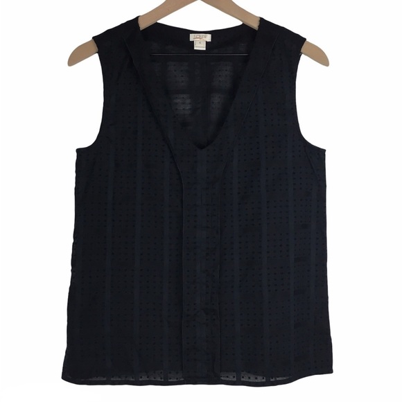 J CREW 100% Cotton Shell Top Sleeveless Swiss Dot V Neck Lightweight Size 4 - Picture 1 of 8